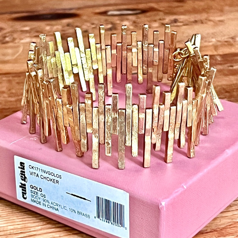 🌺🎉HP🎉🌺 NWT Cult Gaia Vita Choker Gold 🌟 RARE 🌟 - Picture 4 of 16